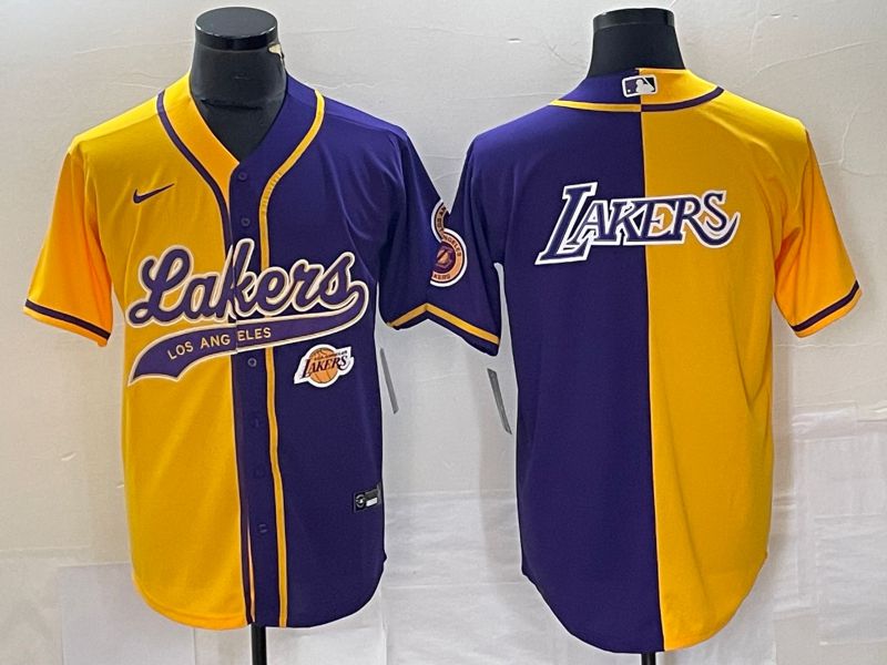 Men Los Angeles Lakers Blank yellow purple 2023 Nike Co Branding Game NBA Jersey style 10